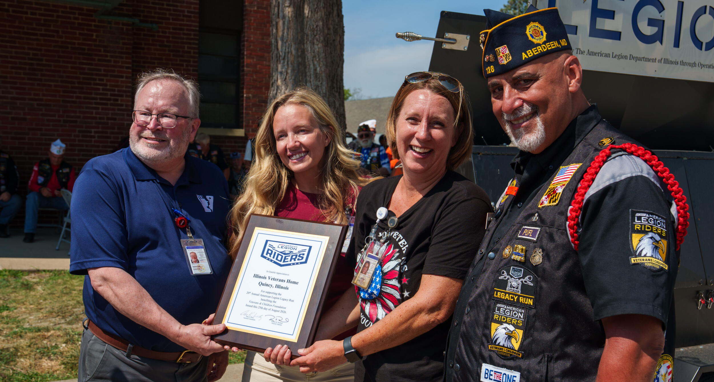 American Legion Riders with staff from the Illinois Veterans Home in Quincy, Ill. (Photo by Jennifer Blohm)