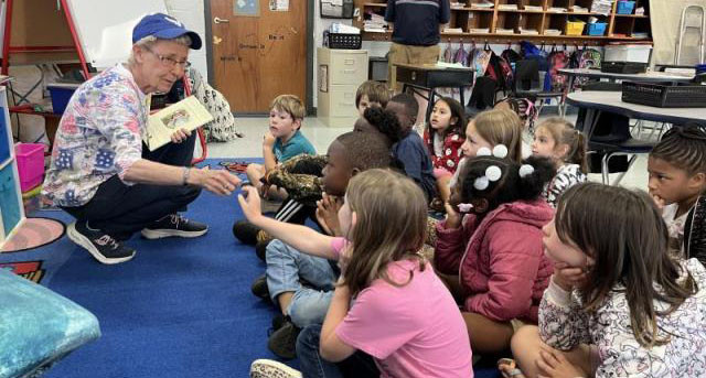 American Legion Post 30 Adjutant Jane Doolittle visits with elementary students in Edgefield, S.C. Photo by Diane Peterson