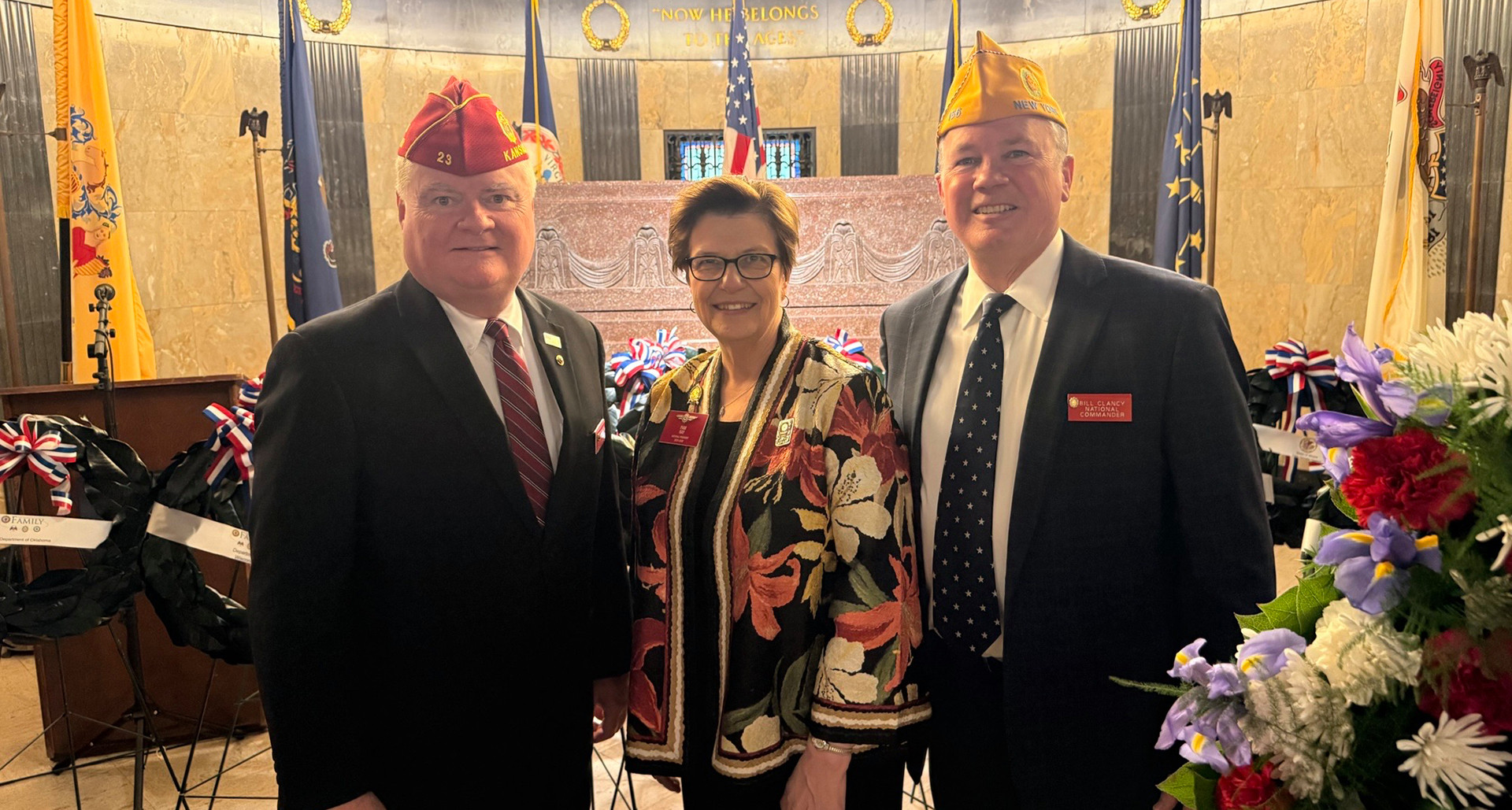 National Commander Dan K. Wiley, Auxiliary National President Pam Ray and Sons of The American Legion National Commander Bill Clancy III attend 92nd annual Lincoln pilgrimage.