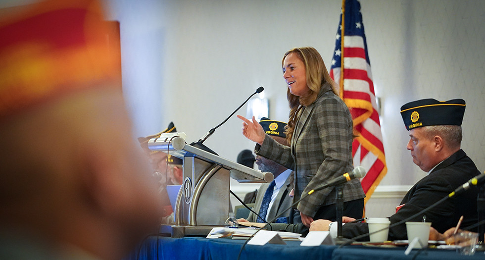 Dr. Keita Franklin, Co-Director of the Columbia Lighthouse Project, speaks during the Be the One Mental Wellness Committee Meeting. Owen Bagwell/The American Legion