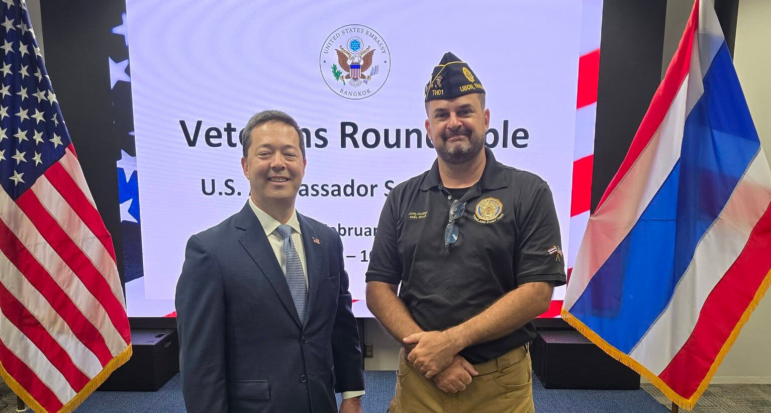 Post TH01 Commander John Skabry (right) with Ambassador Sean O’Neill. (Facebook photo)