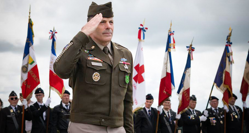 Gen. Christopher T. Donahue, commander of U.S. Army Europe and Africa, during a Memorial Day ceremony at the Somme American Cemetery in Bony, France. (Phillip Walter Wellman/Stars and Stripes)