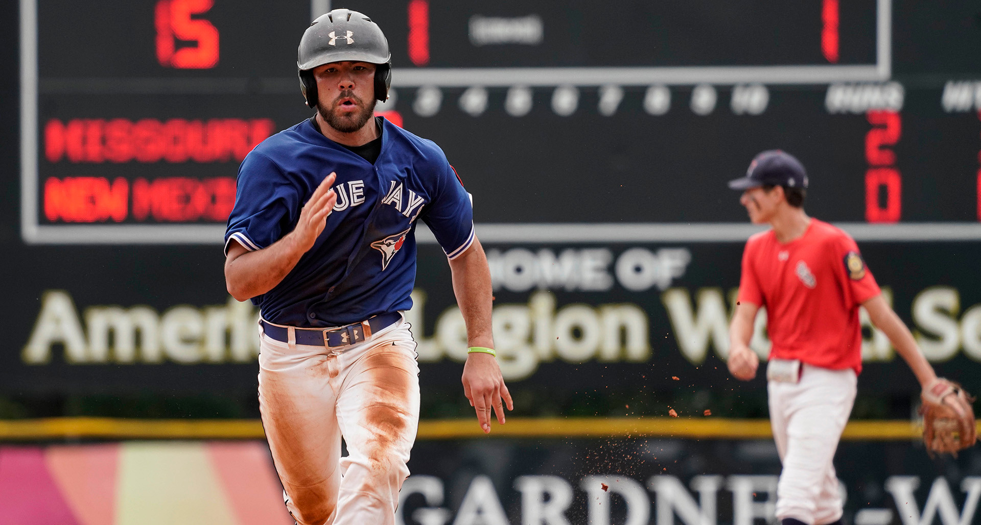 Albuquerque (N.M.) Post 13’s Brandon Bagon runs to third base during game two of the 2019 American Legion World Series. Photo by Ryan Young/The American Legion.