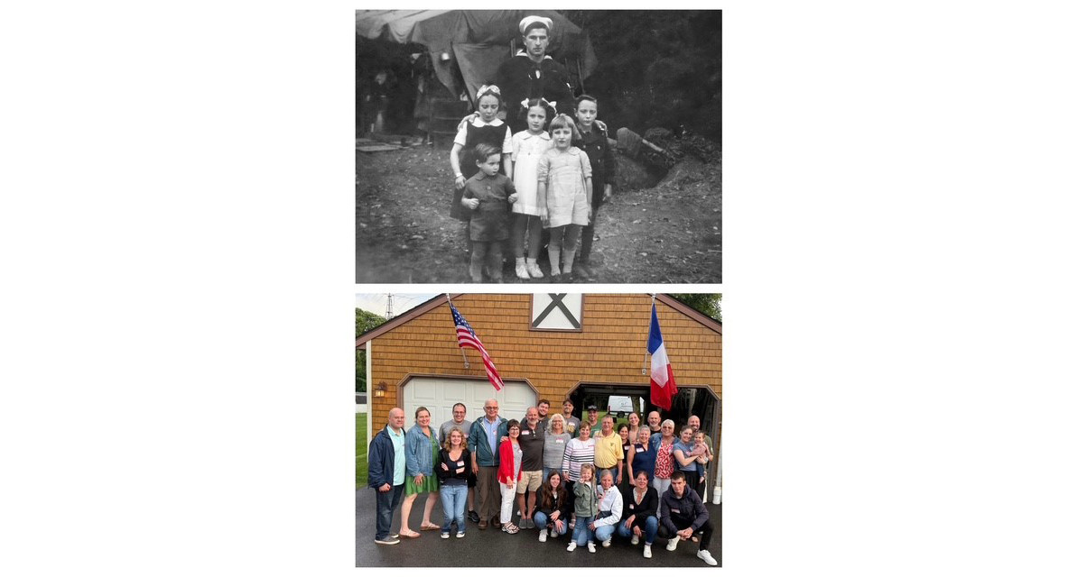 The connections, in 1944 and 2025. (Image via Abbie Dore)