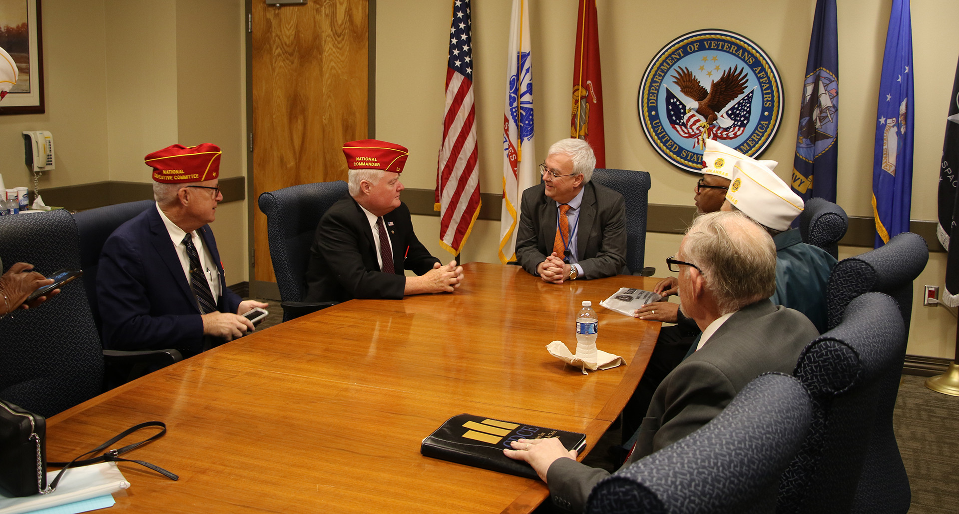 National Commander Wiley meets with Michael Moore, Director of the McClellan Memorial Veterans' Hospital in Little Rock, Ark.