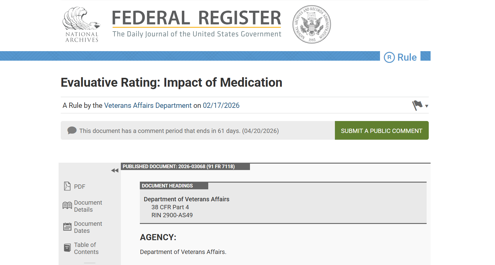 Legion disagrees with new VA rule on medication