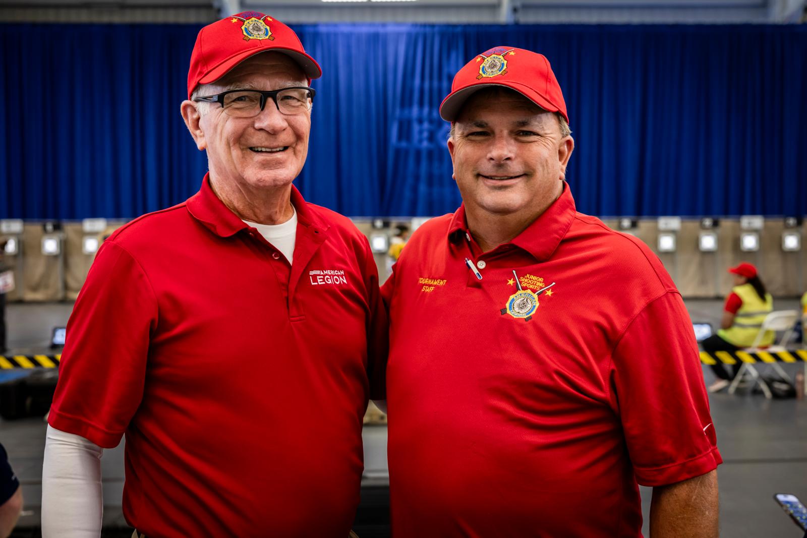 Past National Commander Paul Dillard, match director and Neal Warnken, assistant match director and competition chairman - American Legion Junior 3-Position Air Rifle Tournament at Hillsdale College.
