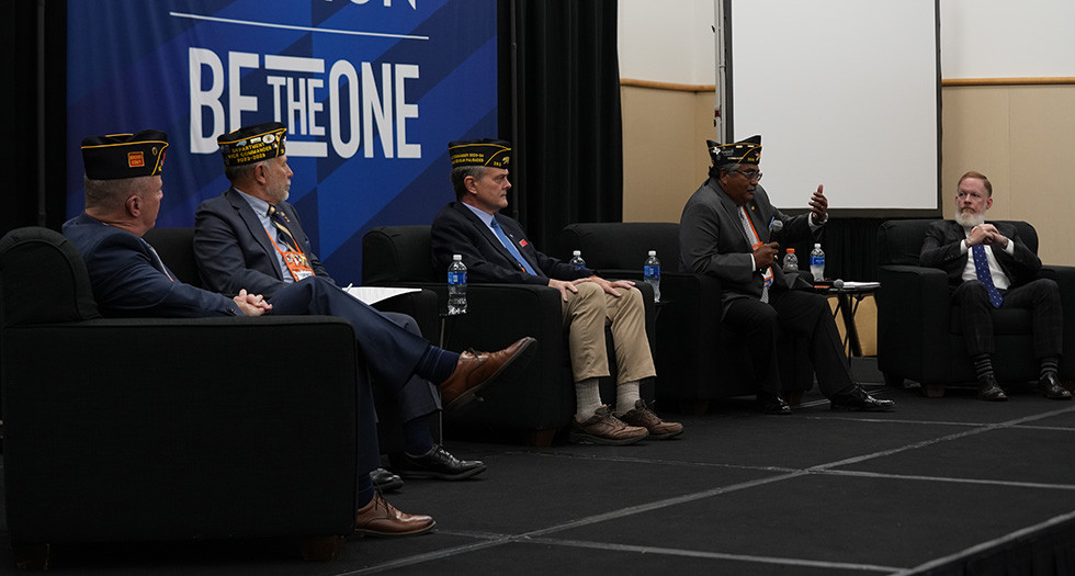 Sean Counhian, Wayne Mihelich, Jim Cragg, Robert Garcia, and Jon Connors take part in a Disaster Preparedness Panel. Photo by Jennifer Blohm