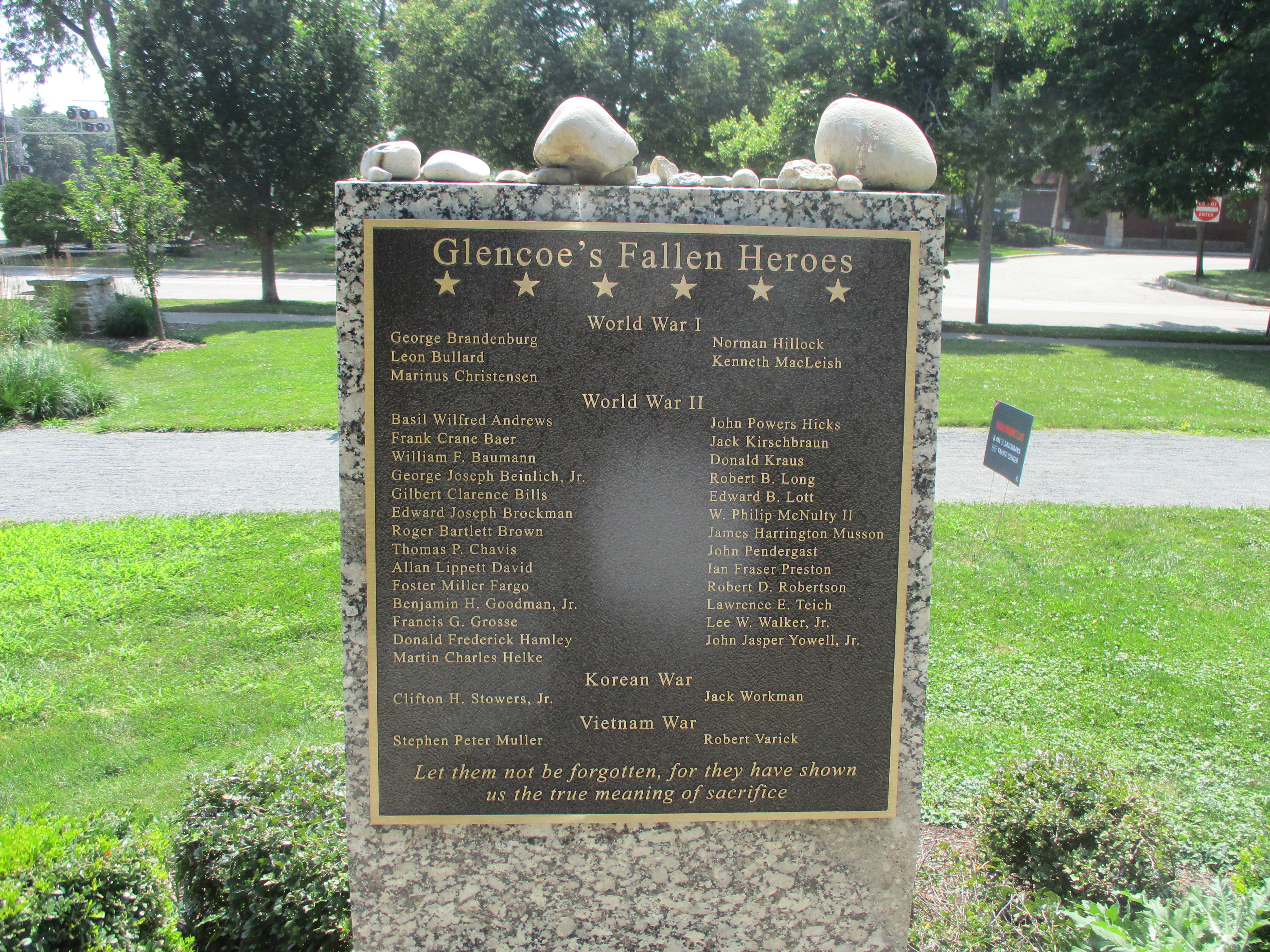 Glencoe's Fallen Heroes Memorial