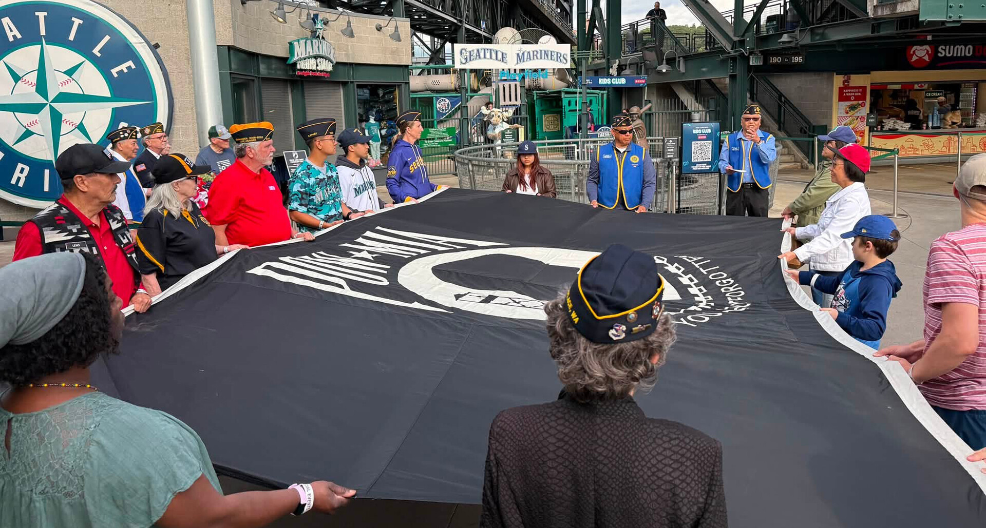 Cathay American Legion Post 186 in Seattle, Wash., held a ceremony at T-Mobile Park’s POW/MIA Chair of Honor on Sept. 3. Photo provided by Post 186