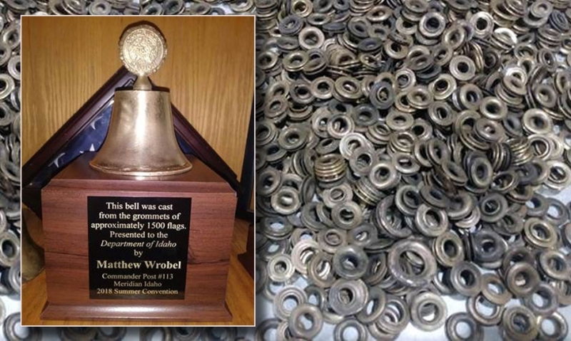 Idaho Legionnaire has bell cast from 1,500 U.S. flag grommets