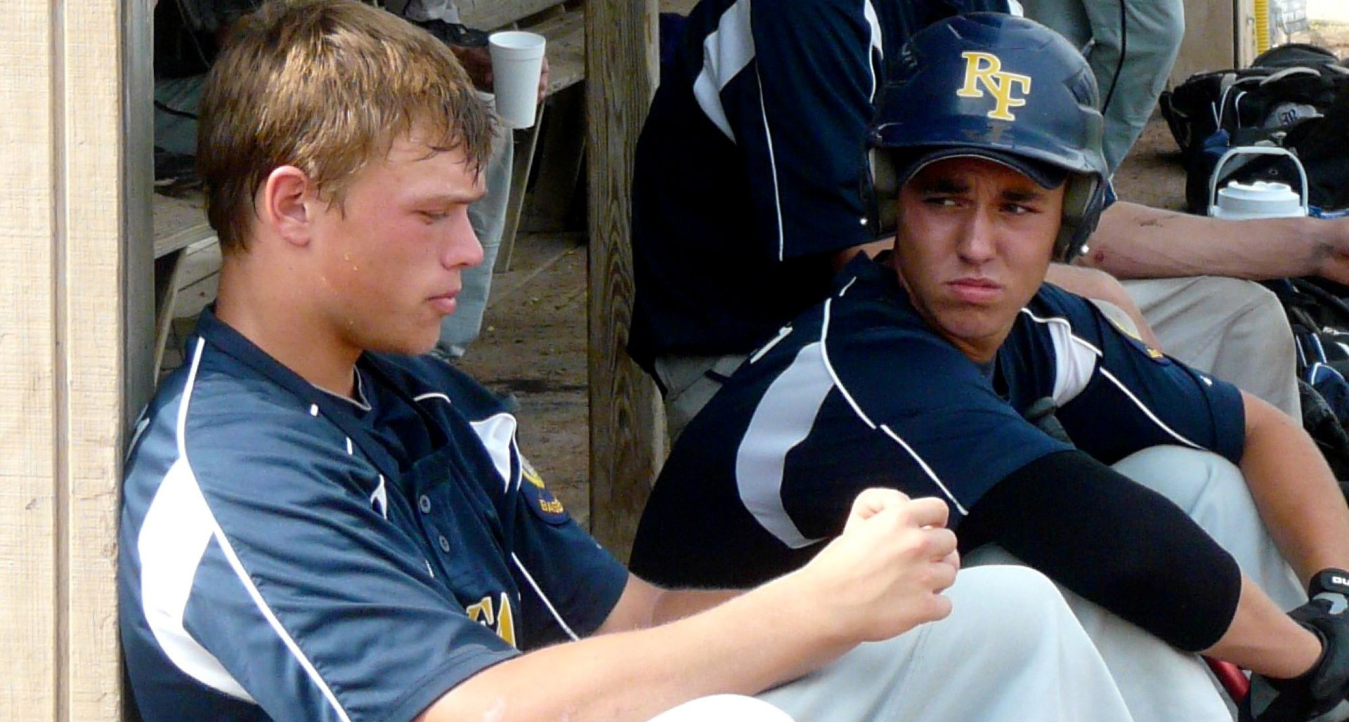 Major leaguers Alex Call and J.P. Feyereisen during a game together as teammates in River Falls, Wis.