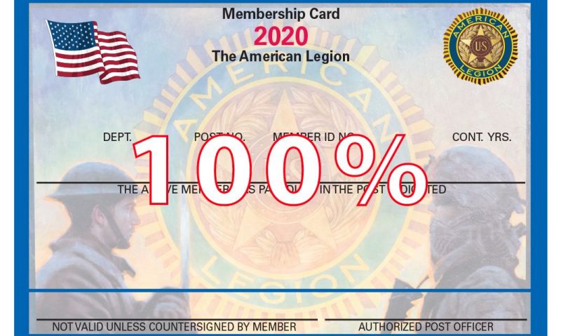 Department commanders share success to 100 percent membership