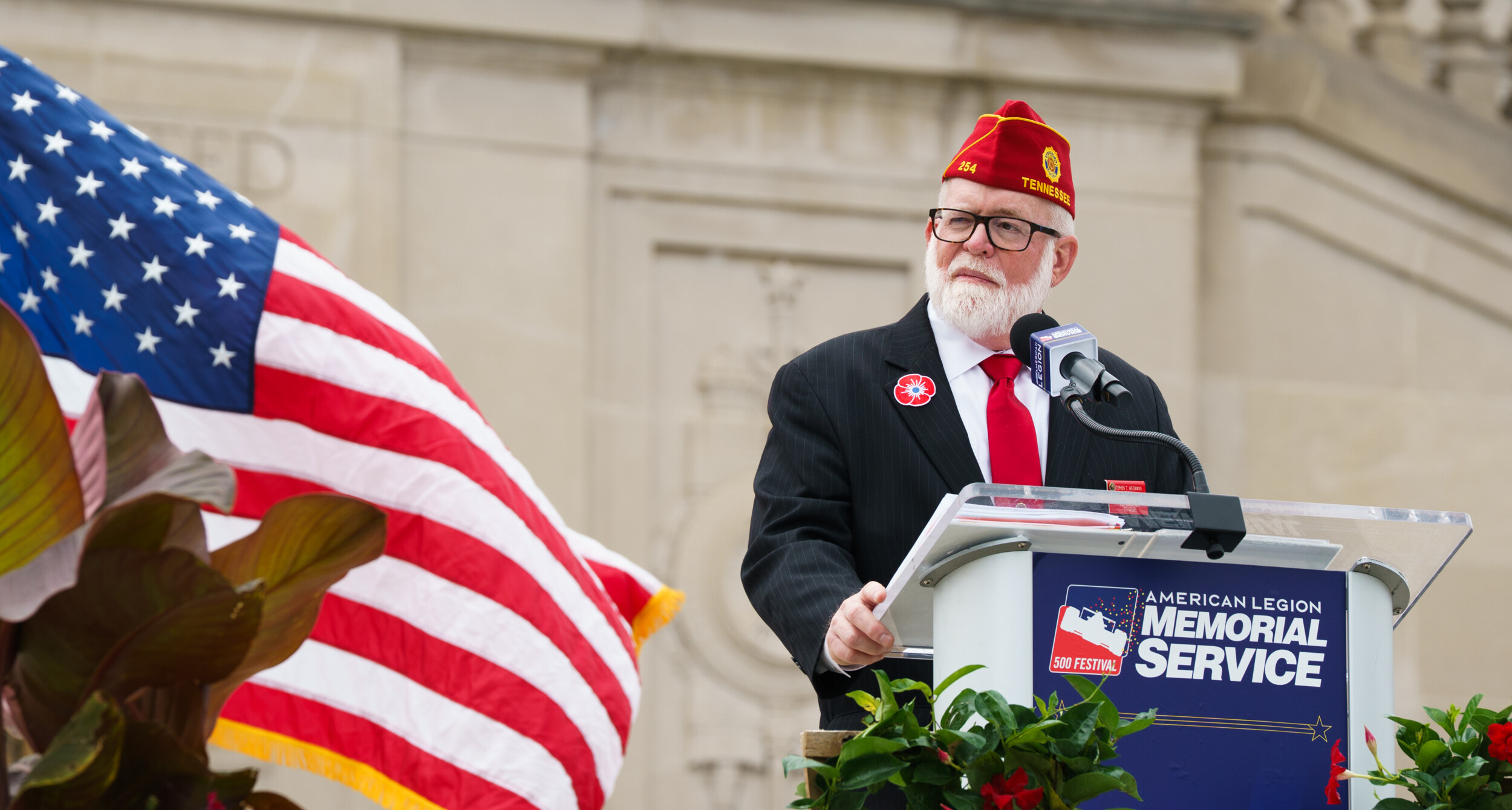 American Legion National Vice Commander Stephen T. Weismann at the 500 Festival American Legion Memorial Service in Indianapolis. Photo by Jennifer Blohm