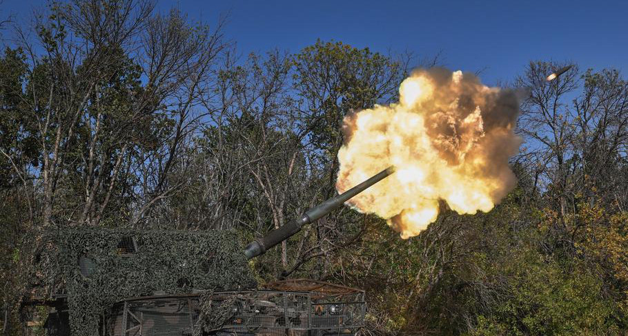 A Ukrainian army self-propelled howitzer fires a round in a photo posted to the Ukrainian Defense Ministry’s X account on Oct. 9, 2024. (X /Ukrainian Defense Ministry)