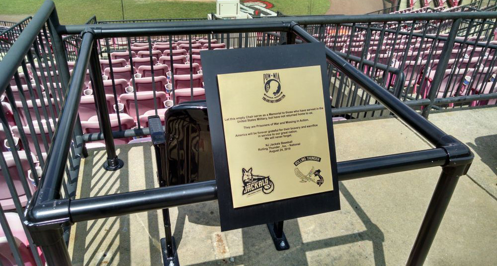 The empty-chair memorial at New Jersey Jackals Baseball Stadium. (image via legion.org/memorials)