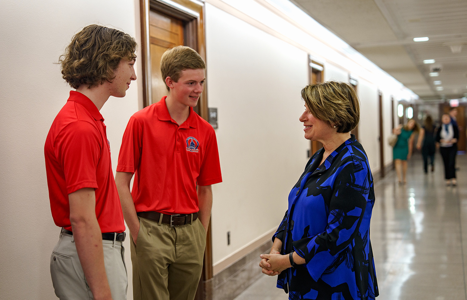 Boys Nation Minnesota delegates meet with Sen. Amy Klobuchar. Photo by Jennifer Blohm/The American Legion