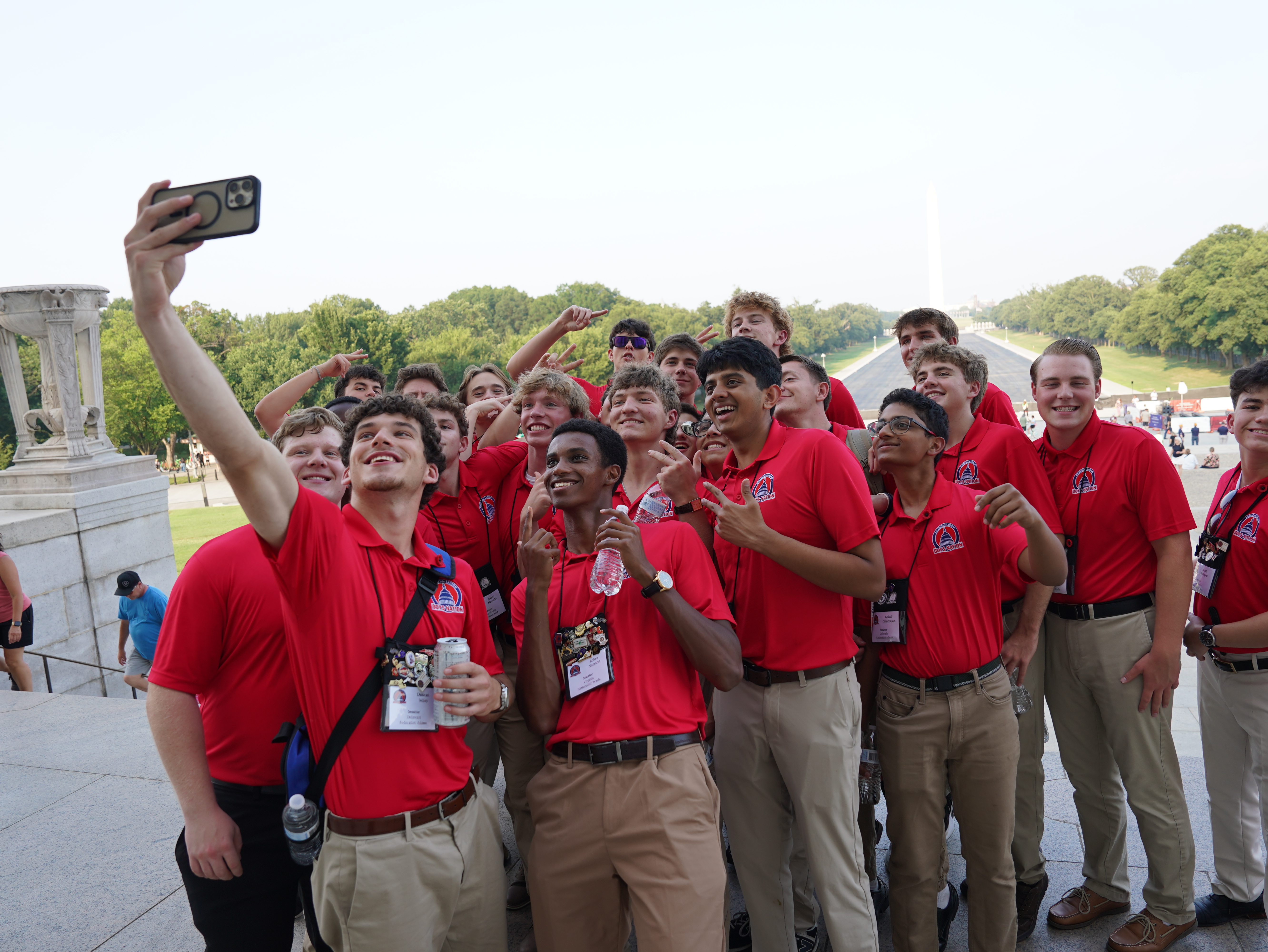Boys Nation senators and staff, along with senators and staff from Girls Nation, explore the National Mall in Washington, D.C. Jennifer Blohm/The American Legion