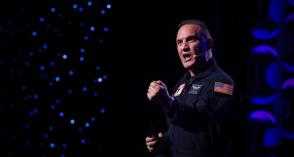 Retired Lt. Col. Waldo “The Wingman” Waldman speaks at the 107th National Convention in Louisville, Ky. Photo by Jeric Wilhelmsen/The American Legion