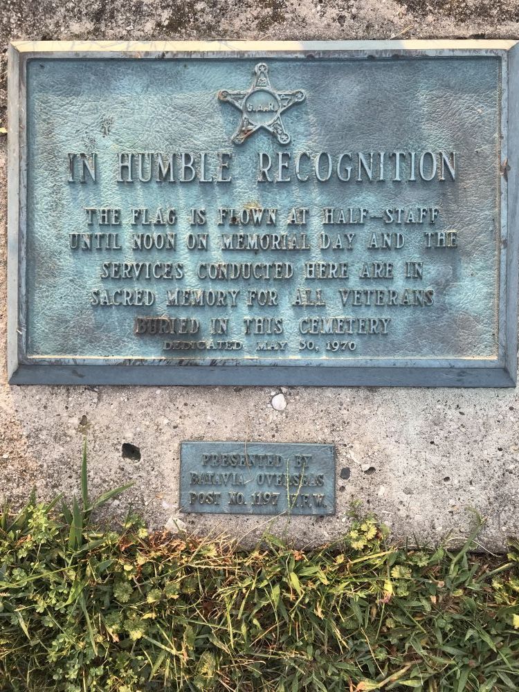 In Humble Recognition, East Batavia Cemetery, Batavia, Illinois
