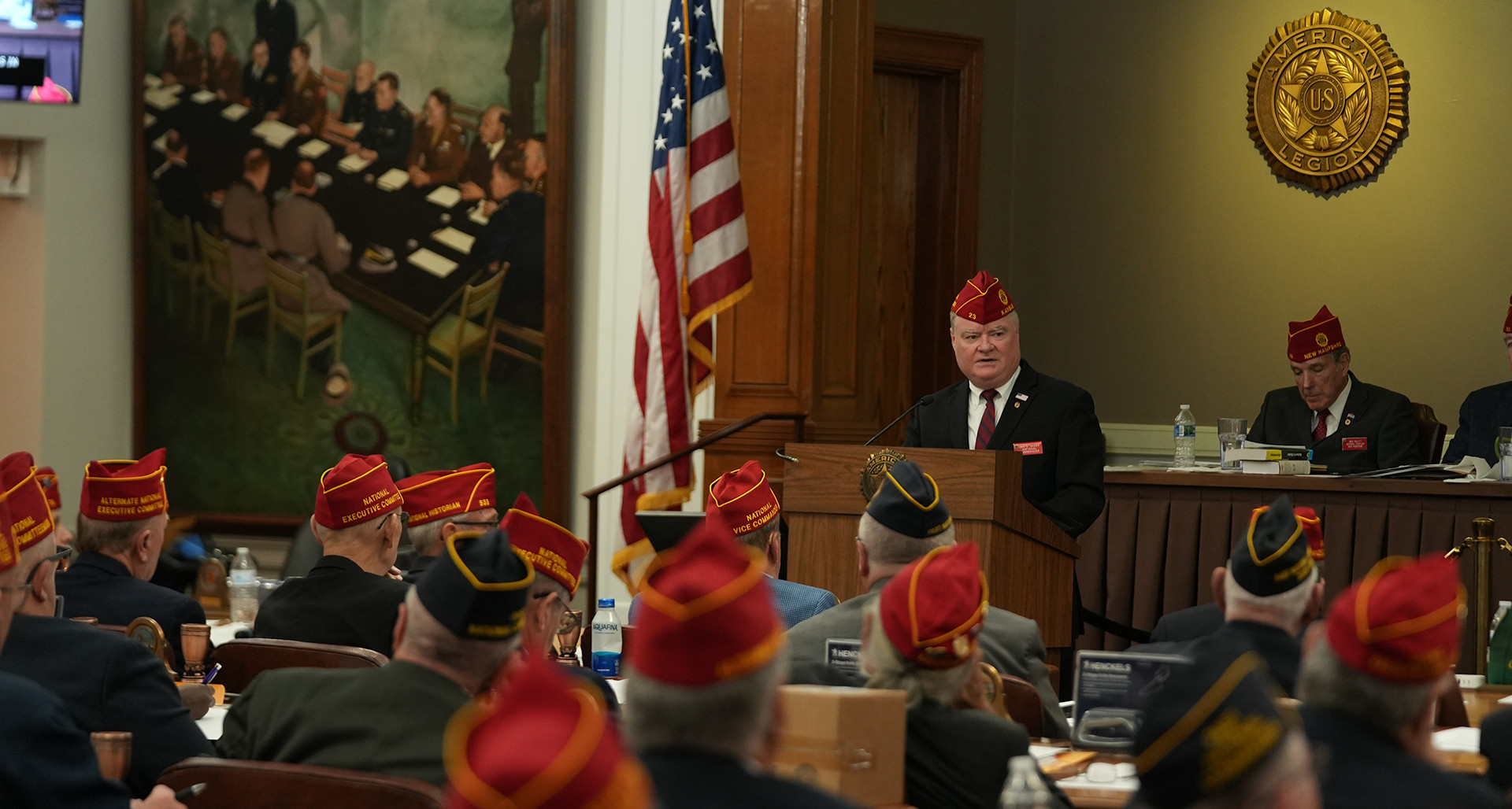 National Commander Dan Wiley speaks during the 2025 Fall NEC Meetings. Jennifer Blohm/The American Legion