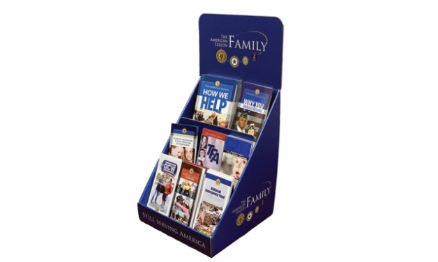 Kiosk displays Legion Family brochures
