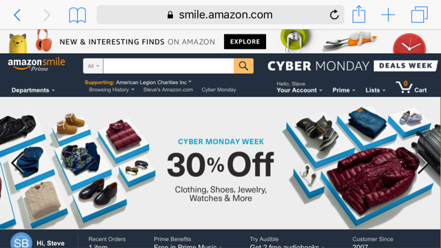 Use AmazonSmile to benefit American Legion Charities