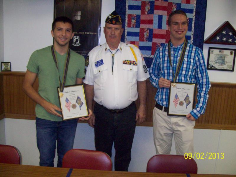  Boys Staters from Post 284 receive medals and certificates 