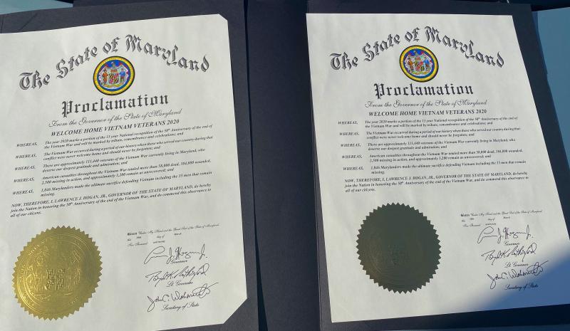 Maryland governor issues proclamation that March 30 is Welcome Home Vietnam Veterans Day