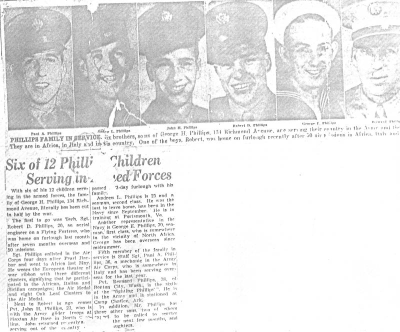 Six Phillips brothers serve in World War ll, all return