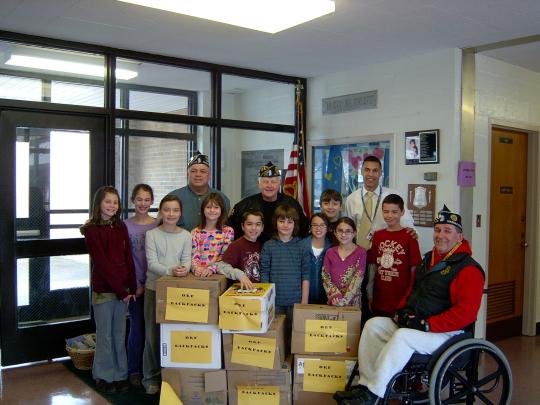 Local students collect items for distribution to our troops overseas.