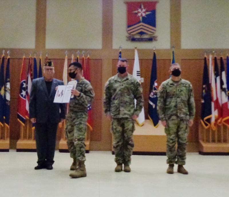 Post 38 honors Distinguished Honor Graduate at Basic Leader Course, NCO Academy, South Korea