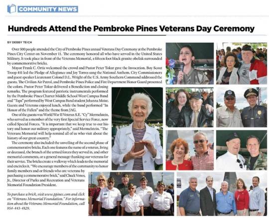 Pembroke Pines Veterans Day Ceremony 2012