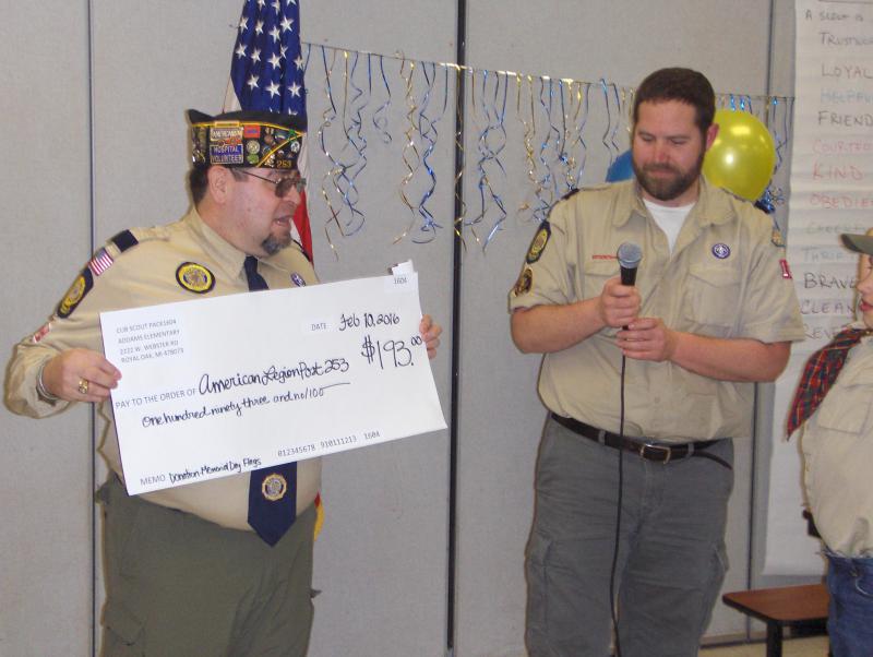 Cub Scouts donate to Royal Oak Post 253