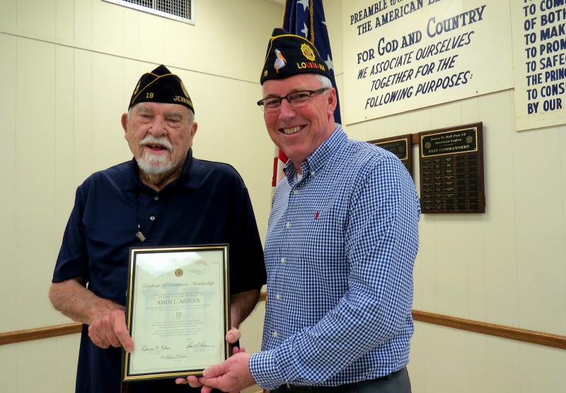 Ardoin receives 70-Year American Legion Membership Certificate