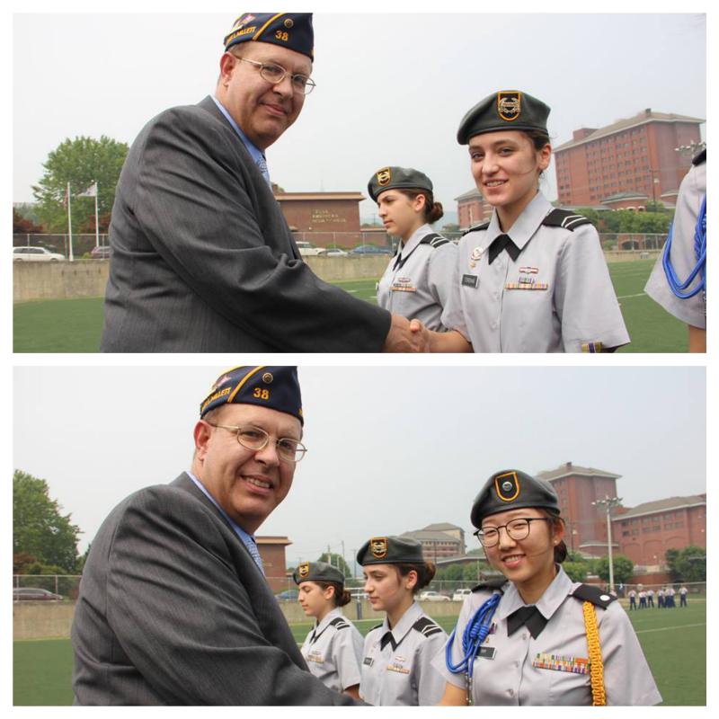 American Legion medals for Military Excellence and Scholastic Excellence presented at Seoul American High School