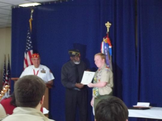 Eagle Scout Presented with American Legion&#039;s Good Citizen Award