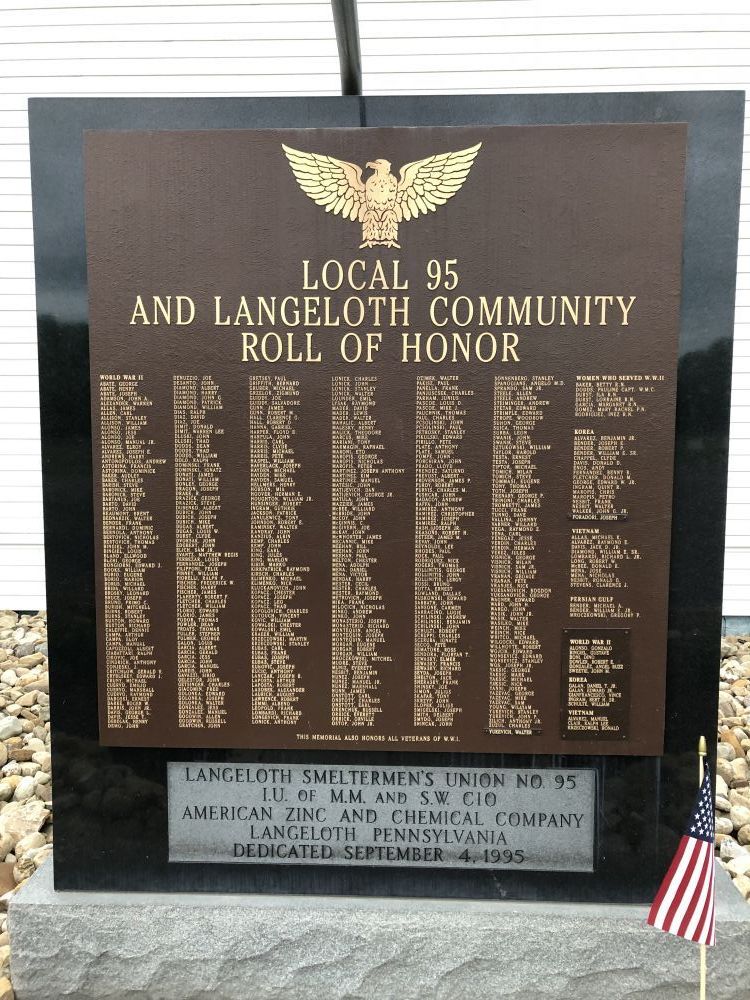 Local 95 and Langeloth Community Roll of Honor 