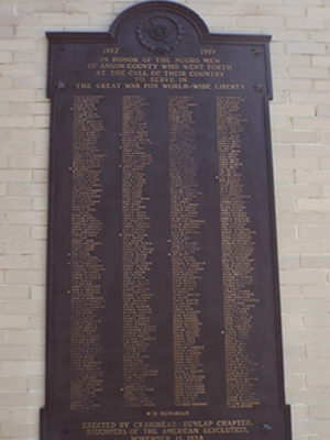 Negro Men of Anson County WWI Memorial