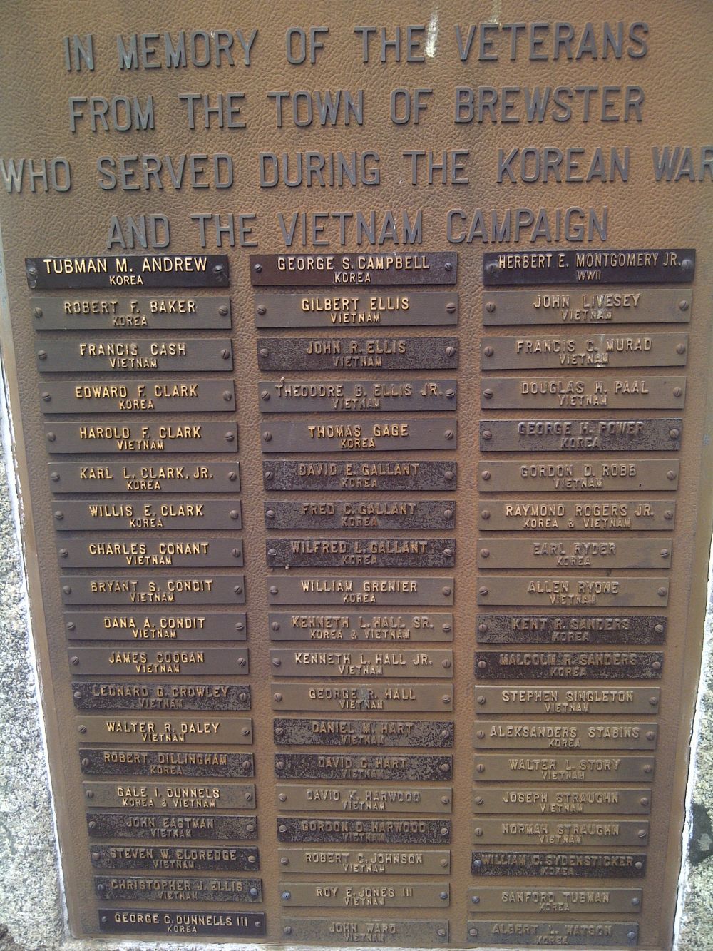 Brewster Korea and Vietnam Memorial