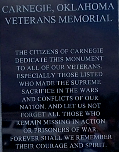 Carnegie Veterans Memorial, Carnegie, Oklahoma