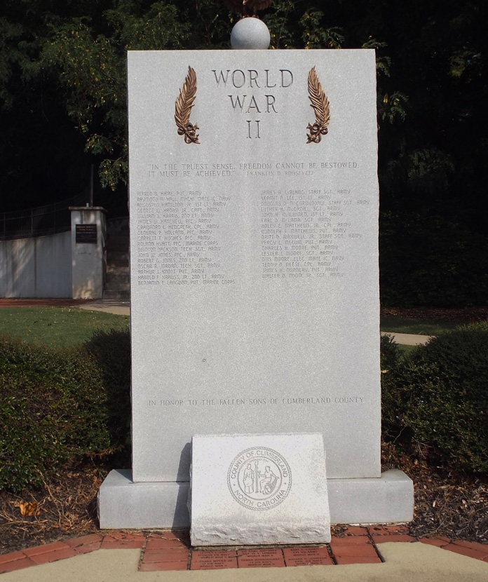 Cumberland County WWII Memorial, Freedom Memorial Park, Fayetteville