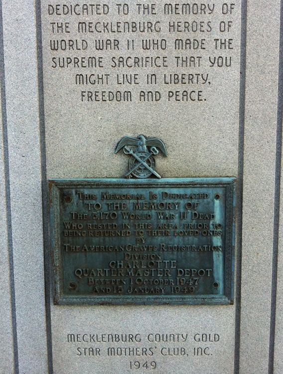 Mecklenburg County WWII Memorial, Evergreen Cemetery, Charlotte