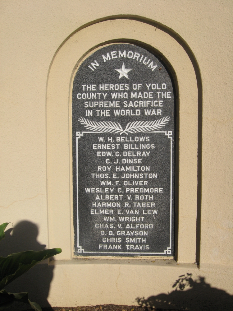 The heroes of Yolo County who made the supreme sacrifice in the World War