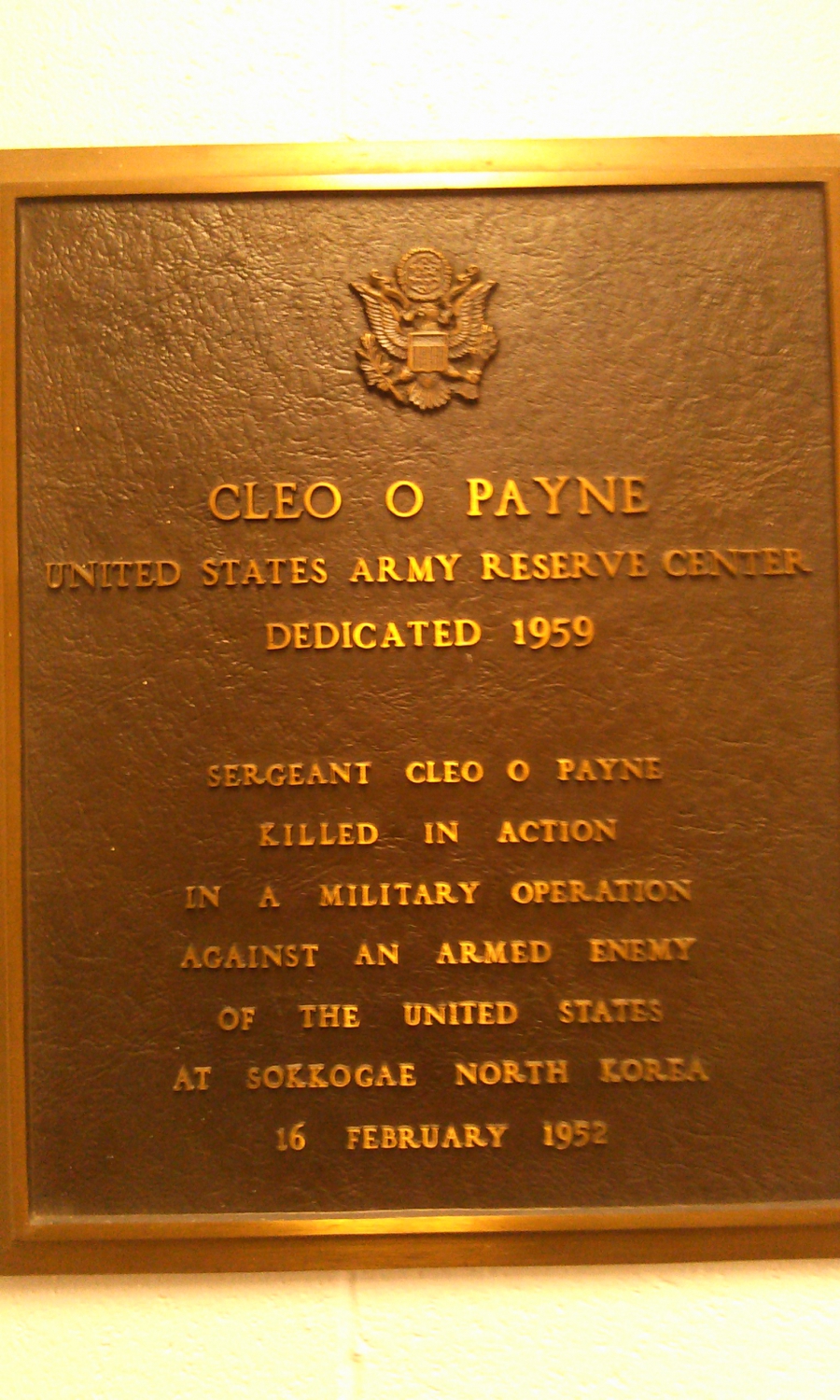 Cleo O. Payne USAR Center Veteran&#039;s Memorial
