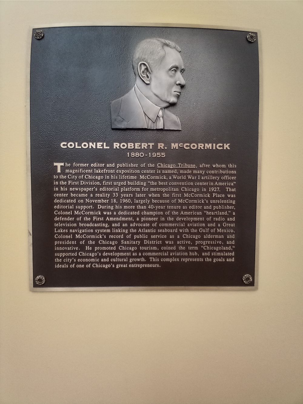 Col. Robert R. McCormick Plaque
