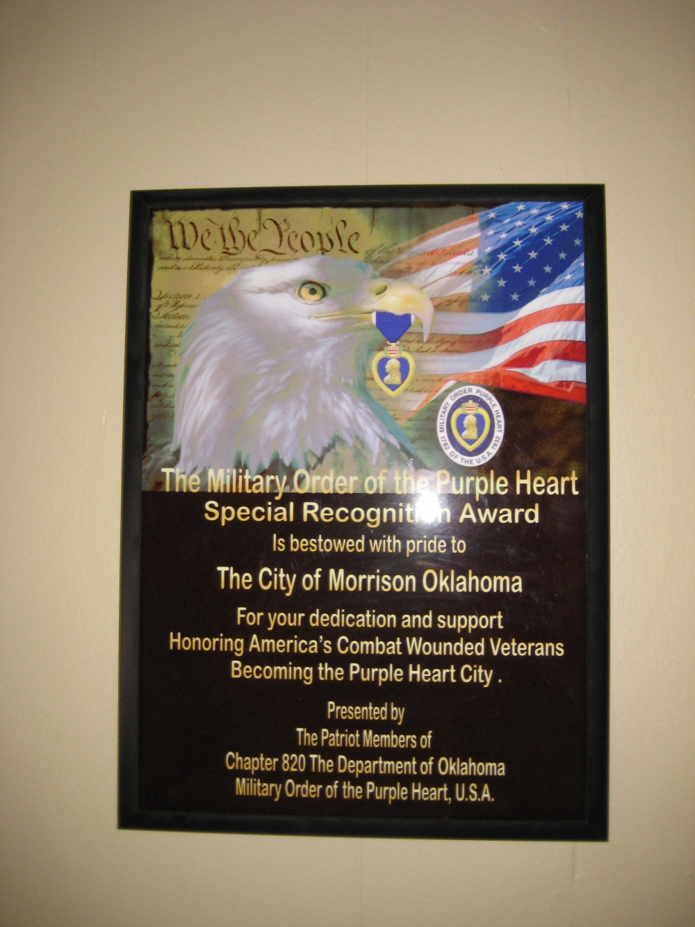 Morrison, Oklahoma - Purple Heart City Designation