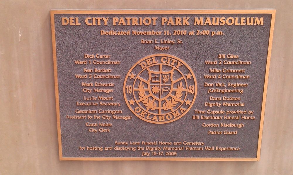 Del City, Oklahoma Patriot Park Mausoleum
