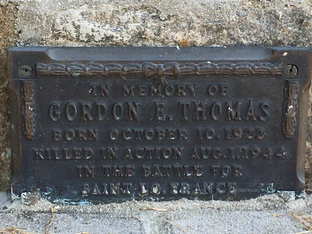 Gordon E. Thomas Memorial Plaque World War I