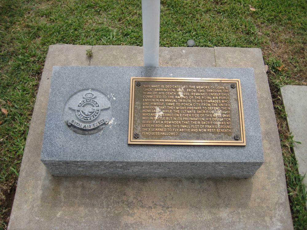 Ponca City, Oklahoma Odd Fellows (IOOF) Cemetery Royal Air Force (RAF) Memorial